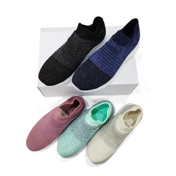 China Popular Latest Fashion Slip-On Knit Sneaker Cheap Sports Running Casual Shoes
